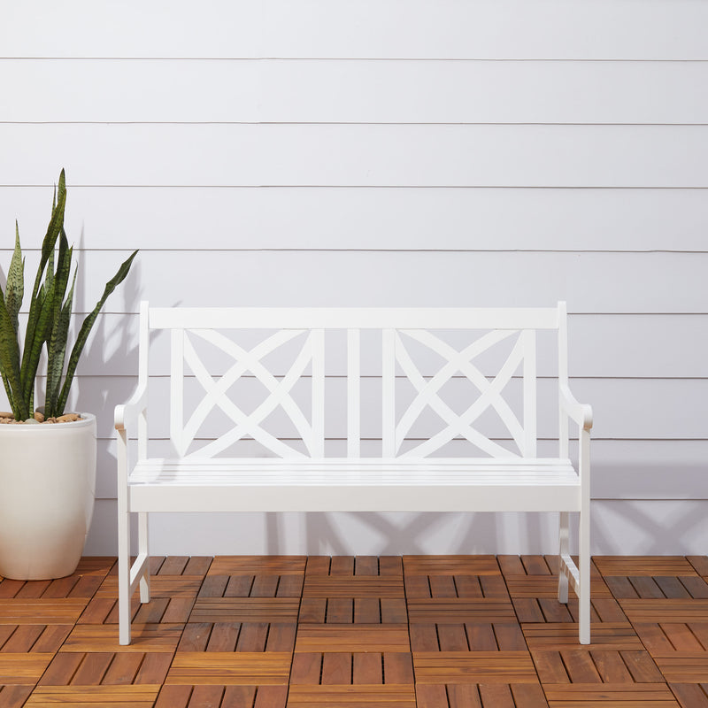 Bradley Outdoor Patio 4-foot Wood Garden Bench in White