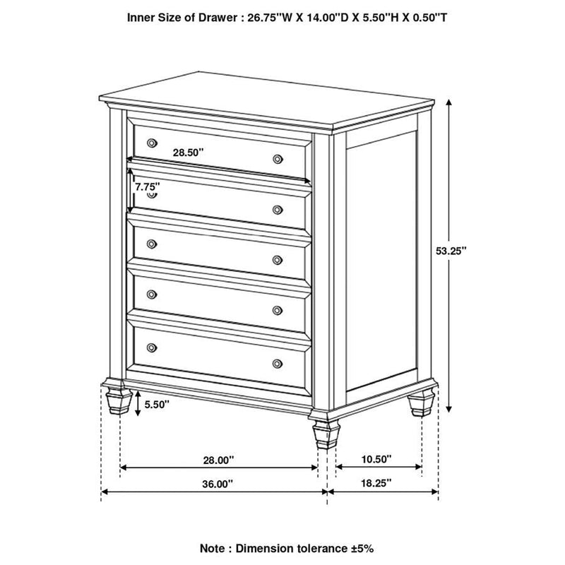 Sandy Beach - 5-drawer Chest