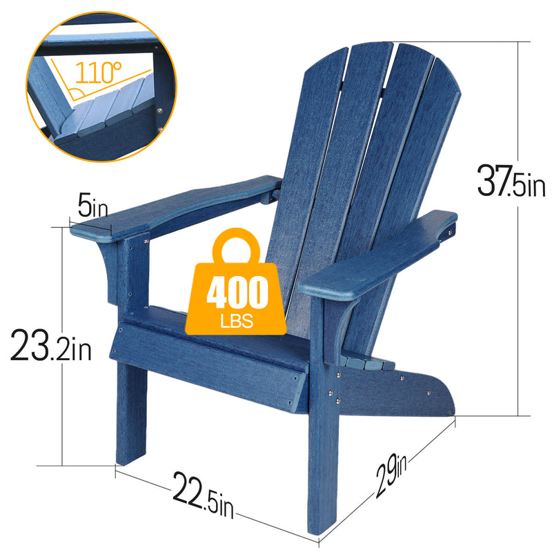 HDPE Adirondack Chair Sunlight Resistant no-Fading Snowstorm Resistant Outdoor Chair Patio Adirondack Chairs Ergonomic Comfort Widely Used for Fire Pits Decks Gardens Campfire Chairs-Blue