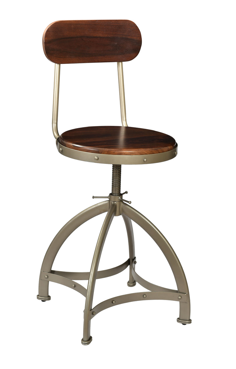 Tacoma - Adjustable Barstool - Honey Brown / Antique Silver