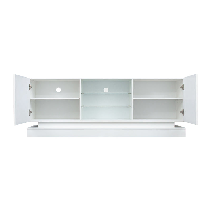 TV Cabinet Wholesale, White TV Stand with Lights, Modern LED TV Cabinet with Storage Drawers, Living Room Entertainment Center Media Console Table