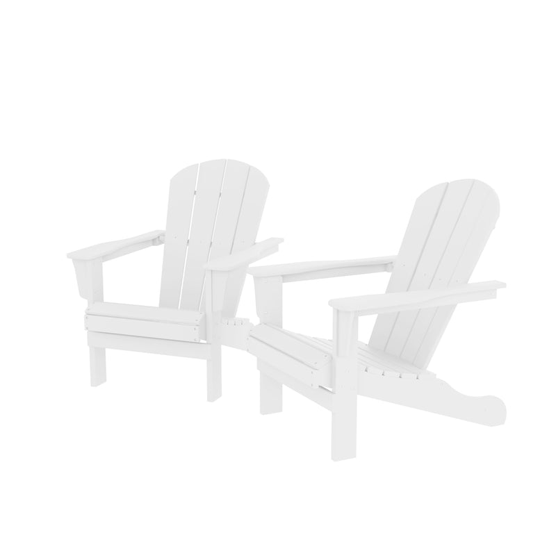 HDPE Adirondack Chair, Fire Pit Chairs, Sand Chair, Patio Outdoor Chairs,DPE Plastic Resin Deck Chair, lawn chairs, Adult Size ,Weather Resistant for Patio/ Backyard/Garden, White, Set of 2