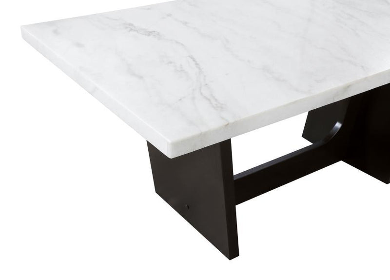 Sherry - Trestle Base Marble Top Dining Table - Espresso And White