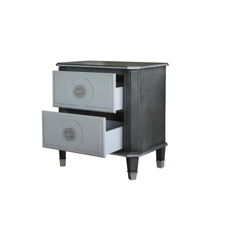 House - Beatrice Nightstand - Charcoal & Light Gray Finish