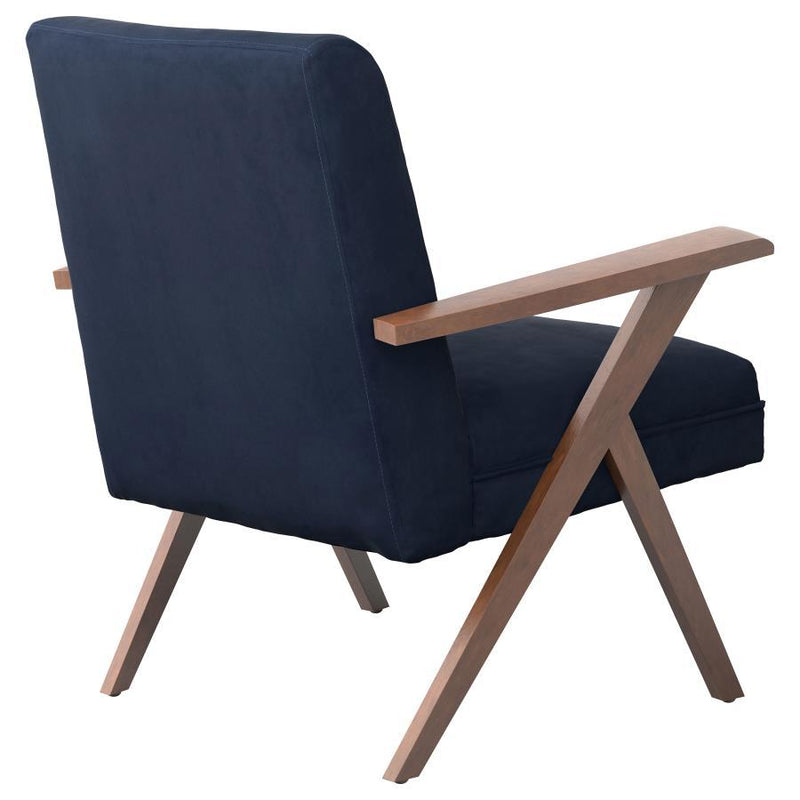 Cheryl - Wooden Arms Accent Chair - Dark Blue And Walnut