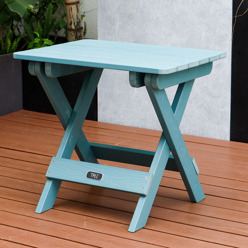 TALE Adirondack Portable Folding Side Table Square All-Weather and Fade-Resistant Plastic Wood Table Perfect for Outdoor Garden, Beach, Camping, Picnics Blue