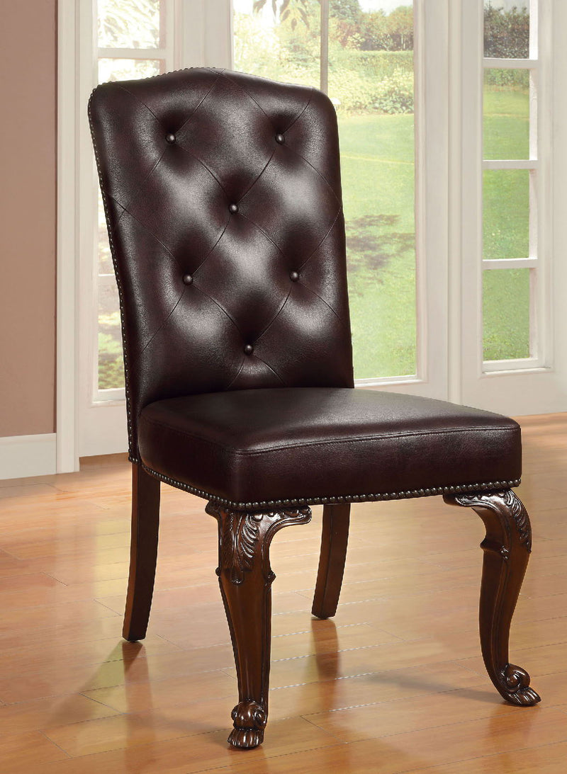 Bellagio - Leatherette Side Chair (Set of 2) - Brown Cherry / Brown