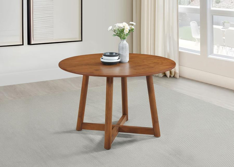 Dinah - Round Solid Wood Dining Table - Walnut