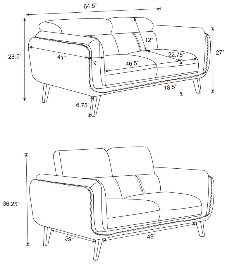 Shania - Track Arms Loveseat With Tapered Legs - Black