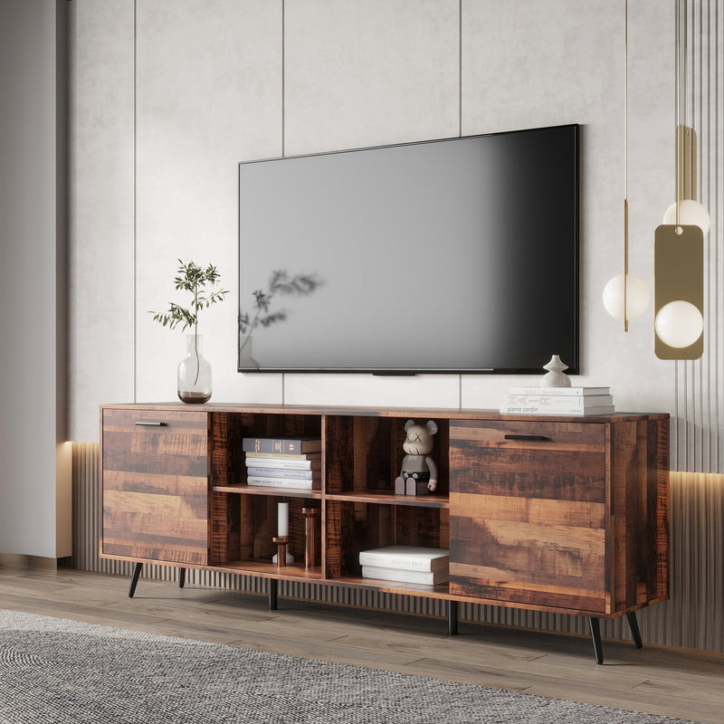 TV Stand Mid-Century Wood Modern Entertainment Center Adjustable Storage Cabinet TV Console for Living Room