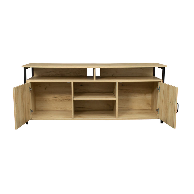 TV Stand ,Modern Wood Universal Media Console with Metal Legs, Home Living Room Furniture Entertainment Center,oak