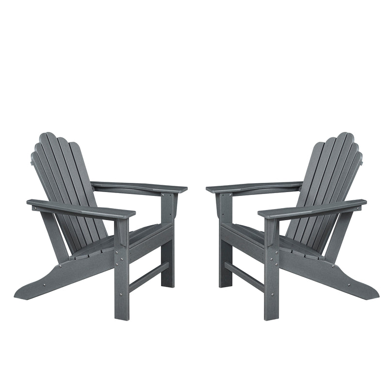 Classic Outdoor Adirondack Chair Set of 2 for Garden Porch Patio Deck Backyard, Weather Resistant Accent Furniture, Slate Grey