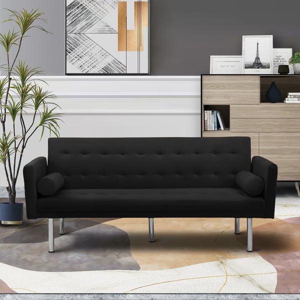 Square arm sleeper sofa Black VELVET ***Not available for sale on Walmart***