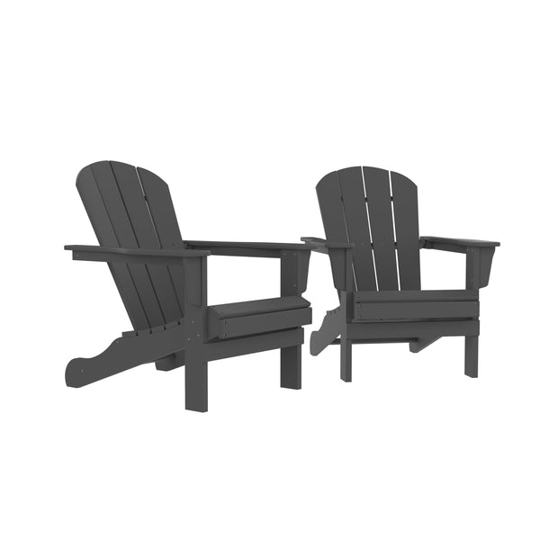 HDPE Adirondack Chair, Fire Pit Chairs, Sand Chair, Patio Outdoor Chairs,DPE Plastic Resin Deck Chair, lawn chairs, Adult Size ,Weather Resistant for Patio/ Backyard/Garden , Gray, Set of 2