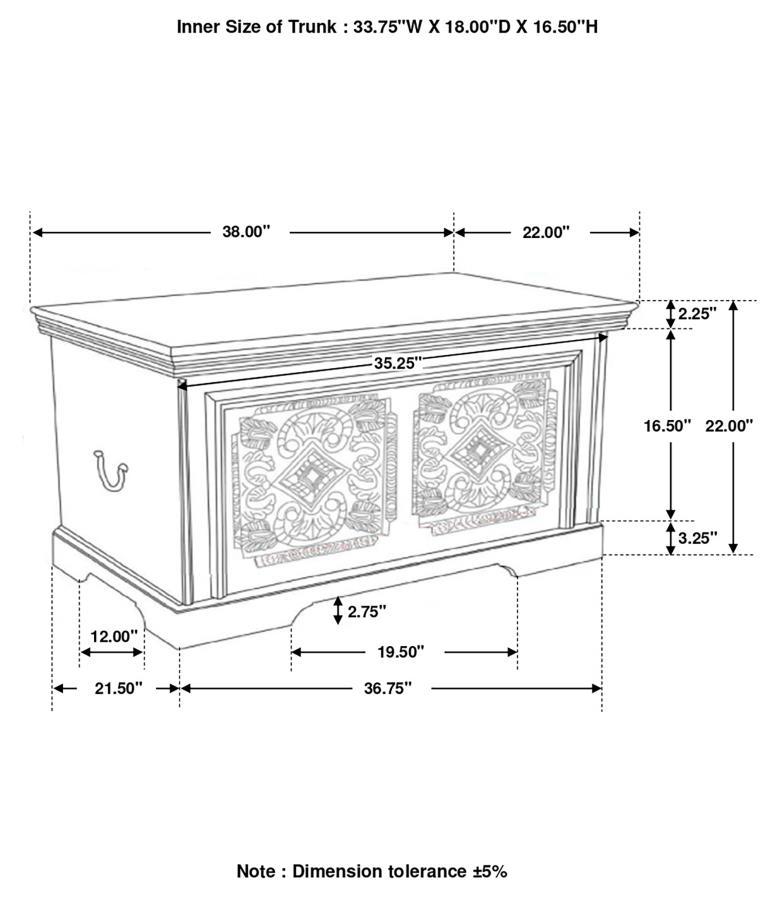 Nilay - Rectangular Storage Trunk - White Washed And Black