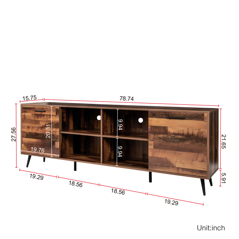 TV Stand Mid-Century Wood Modern Entertainment Center Adjustable Storage Cabinet TV Console for Living Room