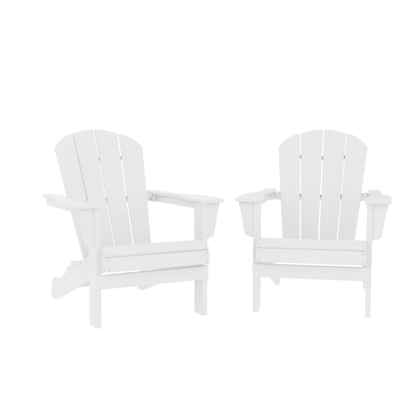 HDPE Adirondack Chair, Fire Pit Chairs, Sand Chair, Patio Outdoor Chairs,DPE Plastic Resin Deck Chair, lawn chairs, Adult Size ,Weather Resistant for Patio/ Backyard/Garden, White, Set of 2