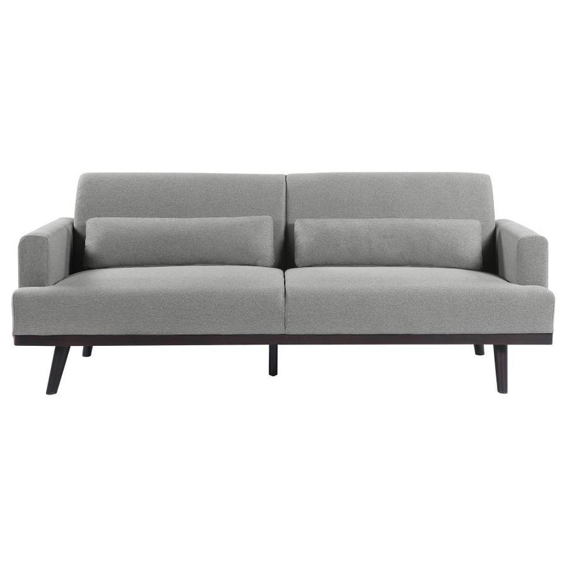 Blake - Upholstered Sofa With Track Arms - Sharkskin And Dark Brown