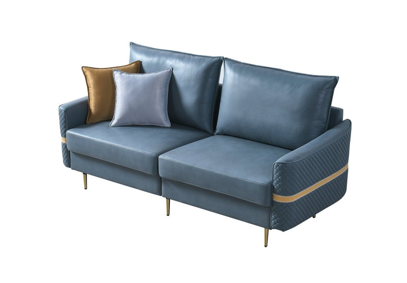 73.22" Loveseat Sofa Couch, Mid Century Modern Love Seats Furniture With 2 Pillows, Heavy Duty Sleeper Sofa For Small Spaces, Living Room, Soft Couch Easy to Install(Blue) - Atlantic Fine Furniture Inc