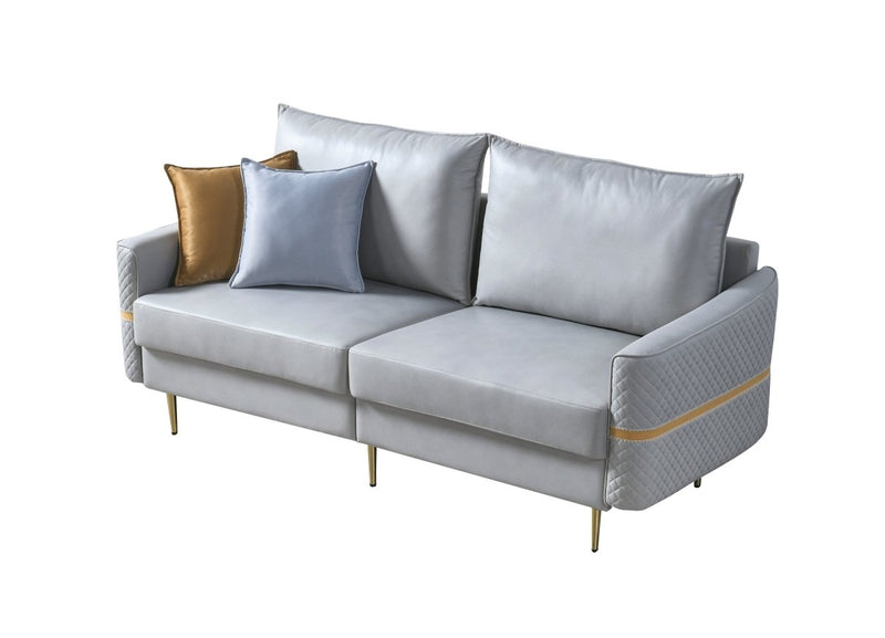 73.22" Loveseat Sofa Couch, Mid Century Modern Love Seats Furniture With 2 Pillows, Heavy Duty Sleeper Sofa For Small Spaces, Living Room, Soft Couch Easy to Install(Light Grey) - Atlantic Fine Furniture Inc