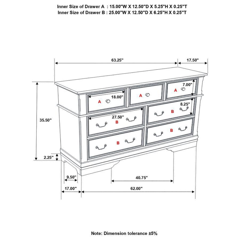 Cambridge - 7-Drawer Rectangular Dresser - Cappuccino