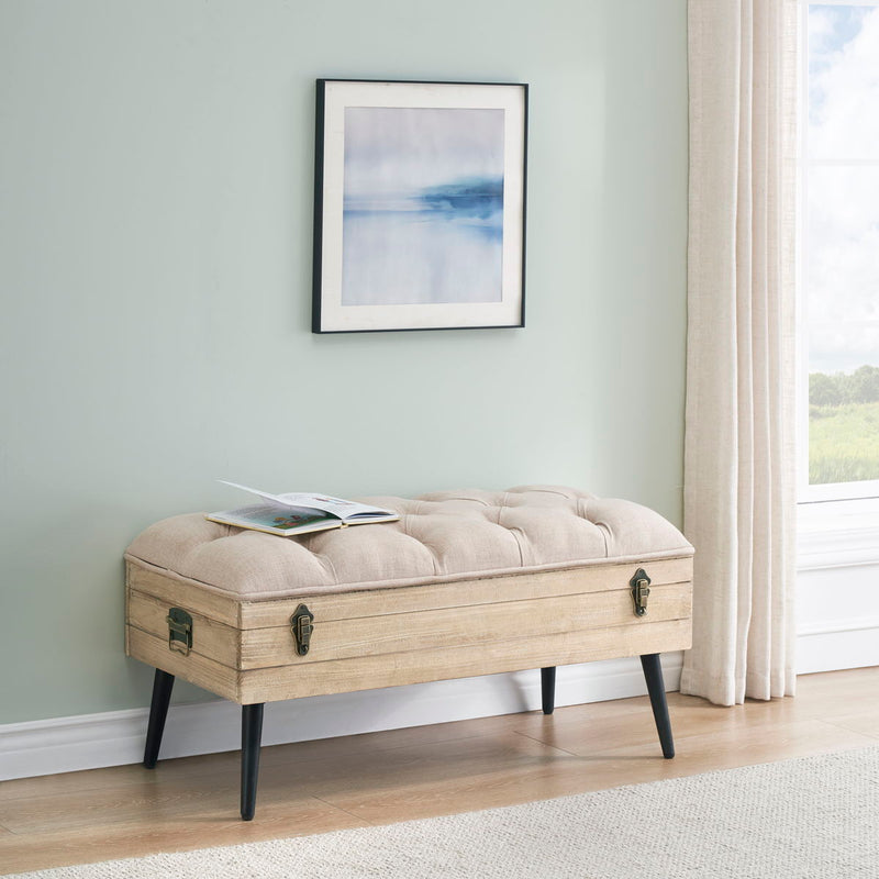 Monroe - Accent Storage Bench - Natural / Beige