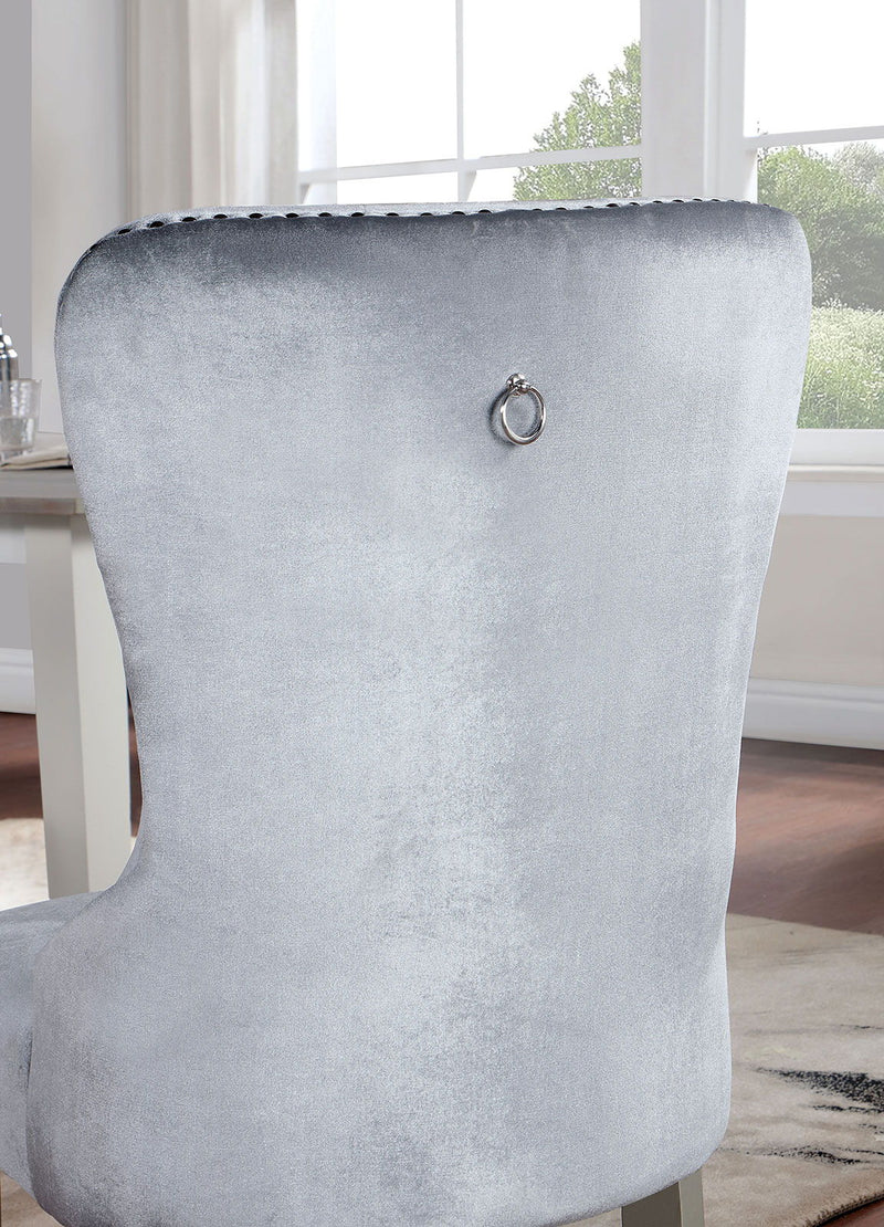 Adalia - Wingback Chair (Set of 2) - Silver / Dark Gray