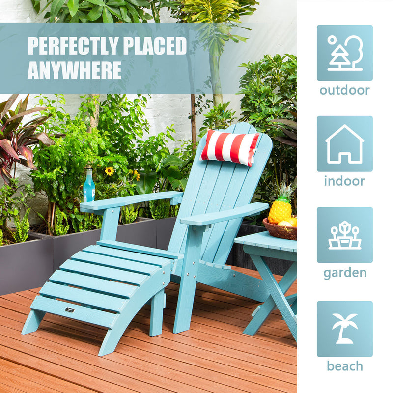 TALE Adirondack Chair Backyard Furniture Painted Seating with Cup Holder All-Weather and Fade-Resistant Plastic Wood for Lawn Outdoor Patio Deck Garden Porch Lawn Furniture Chairs Blue