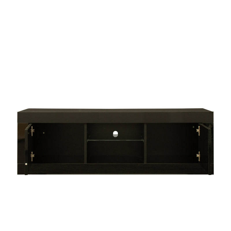 Black TV cabinet with color-changing light strip, suitable for living room, bedroom, etc