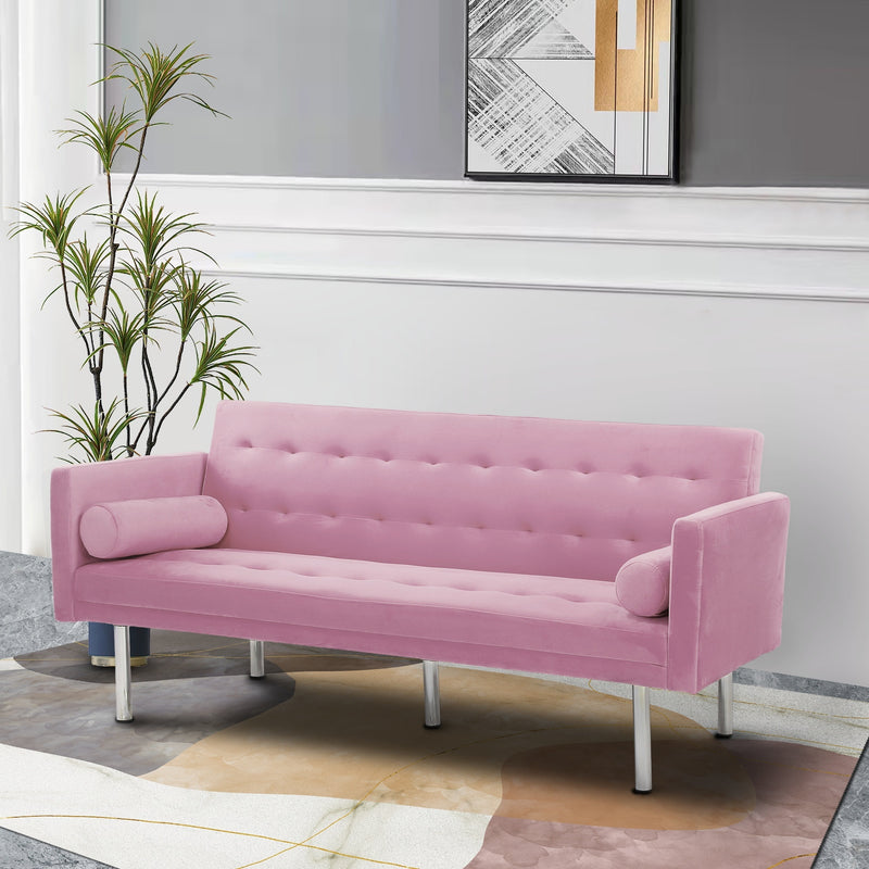 Square arm sleeper sofa Pink Velvet ***Not available for sale on Walmart***