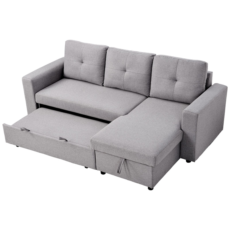 [VIDEO] 90" Reversible Pull out Sleeper L-Shaped Sectional Storage Sofa Bed,Corner sofa-bed with Storage Chaise Left/Right Handed