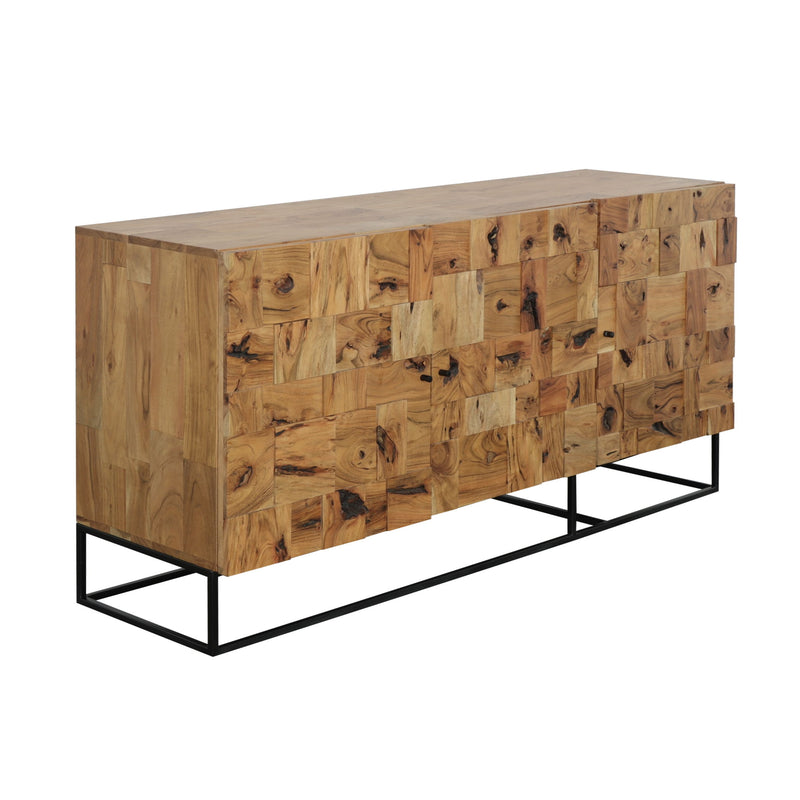 Luca - Three Door Credenza - Chex Natural / Metal