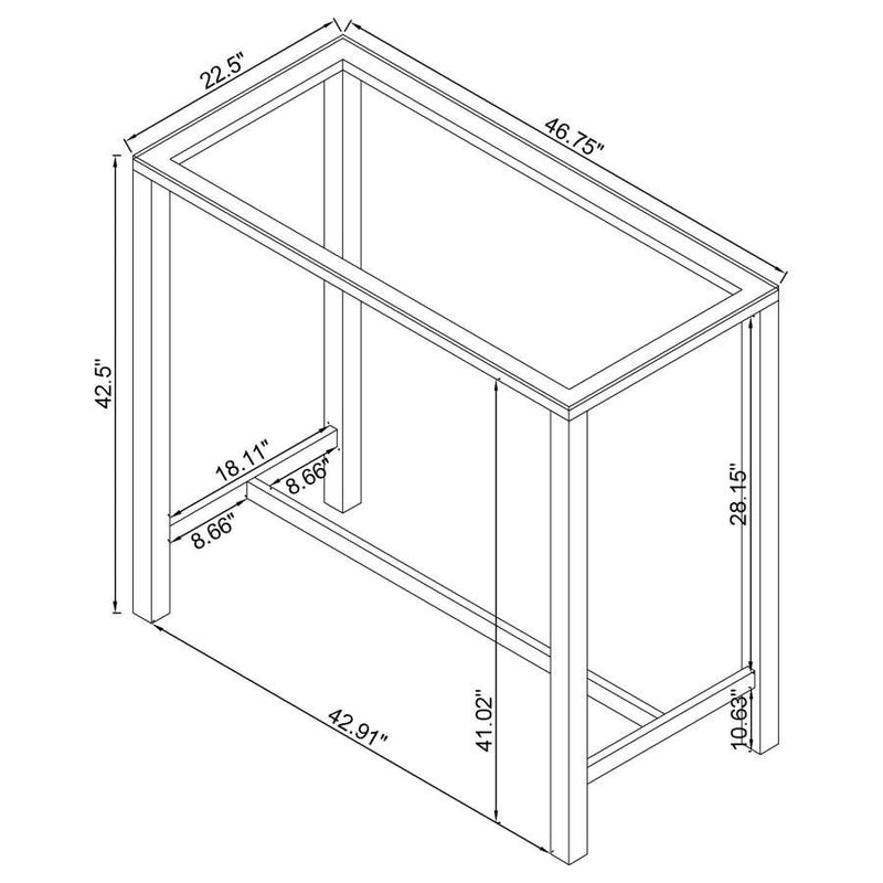 Tolbert - Bar Table With Glass Top - Chrome