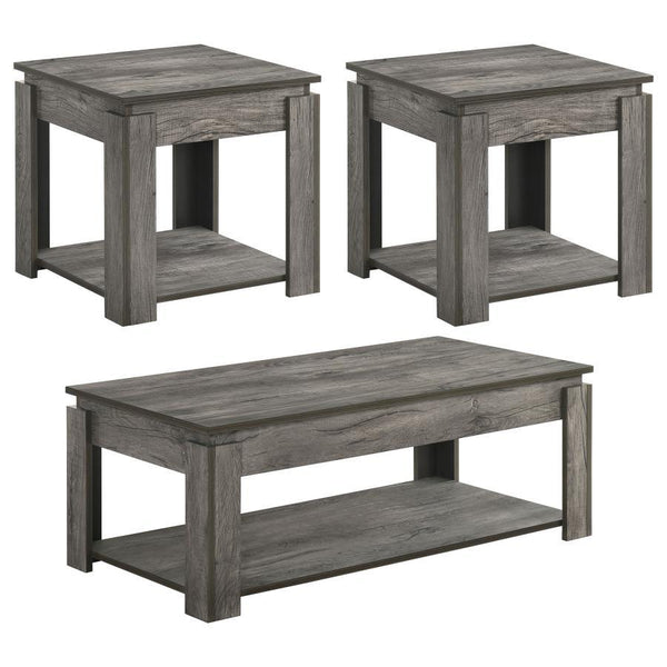 Donal - 3 Piece Rectangular Coffee Table Set - Weathered Gray