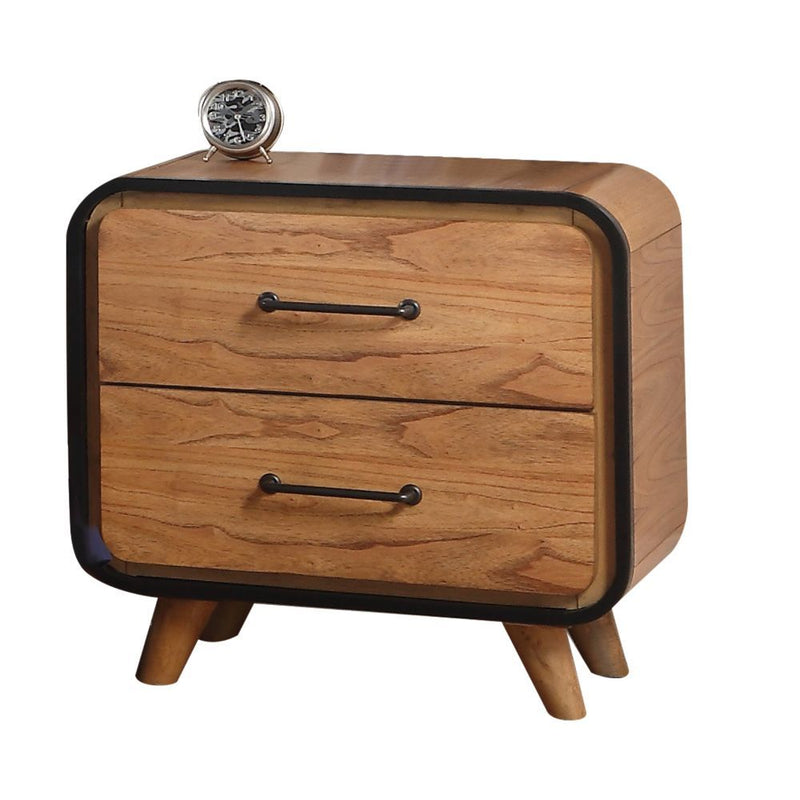 Carla - Nightstand - Oak & Black