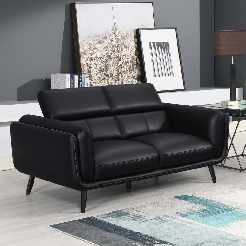 Shania - Track Arms Loveseat With Tapered Legs - Black