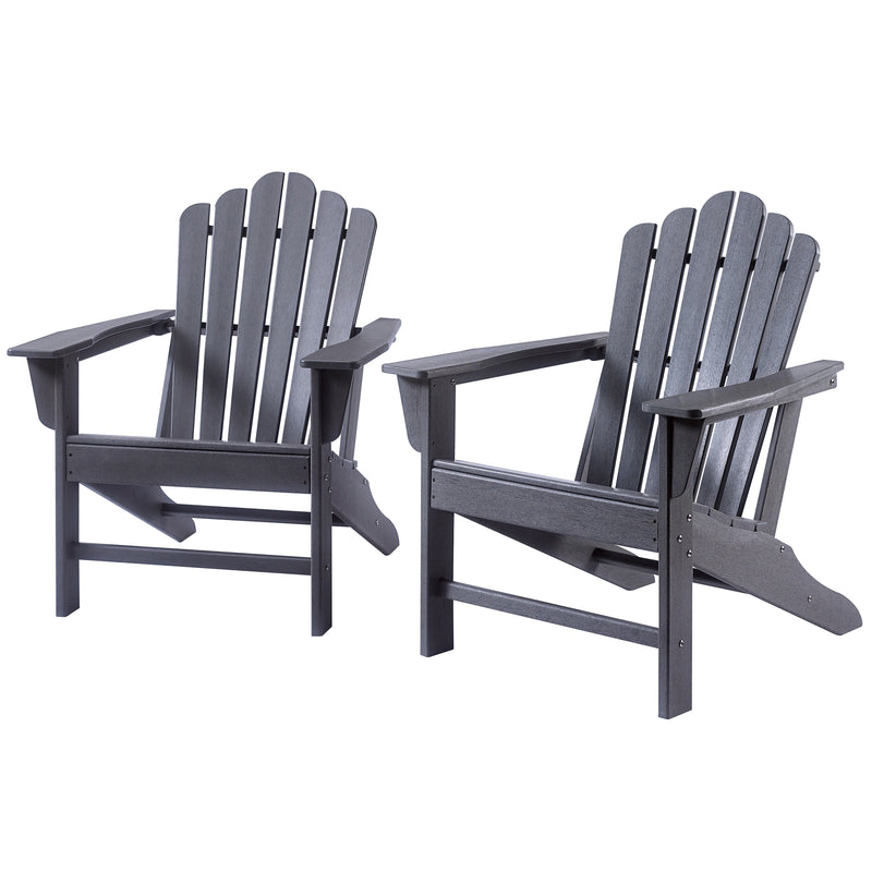 Classic Outdoor Adirondack Chair Set of 2 for Garden Porch Patio Deck Backyard, Weather Resistant Accent Furniture, Slate Grey