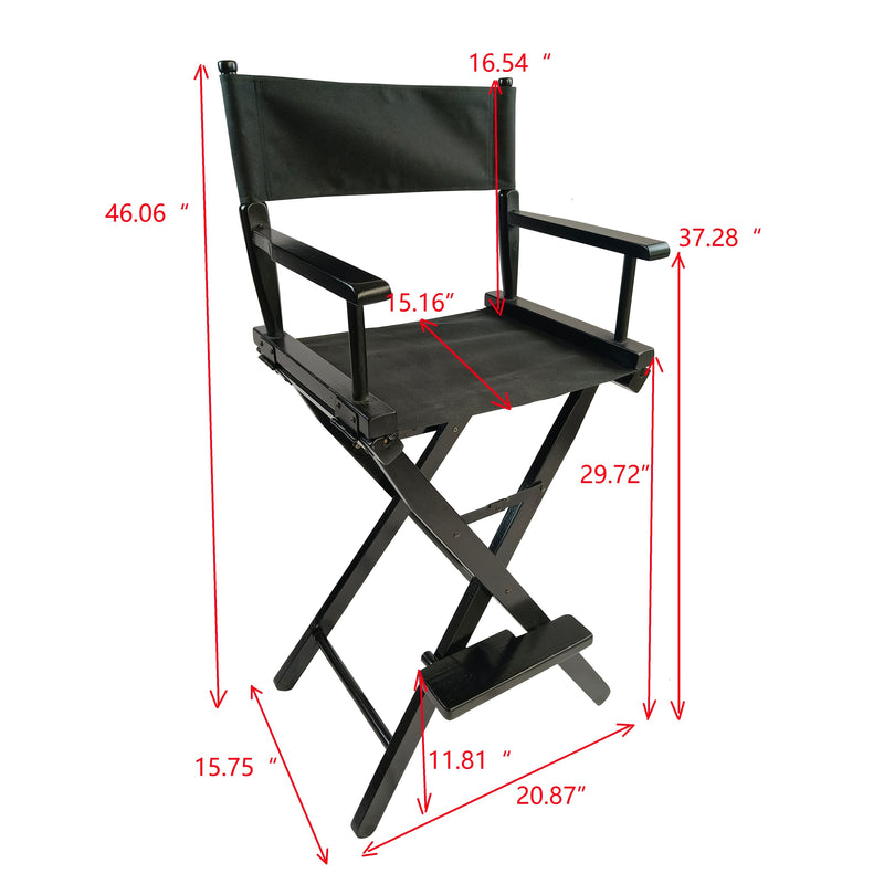 Casual Home Director\\\'s Chair , Black Frame/Black Canvas，Suitable for adults, foldable style， 2pcs/set populus