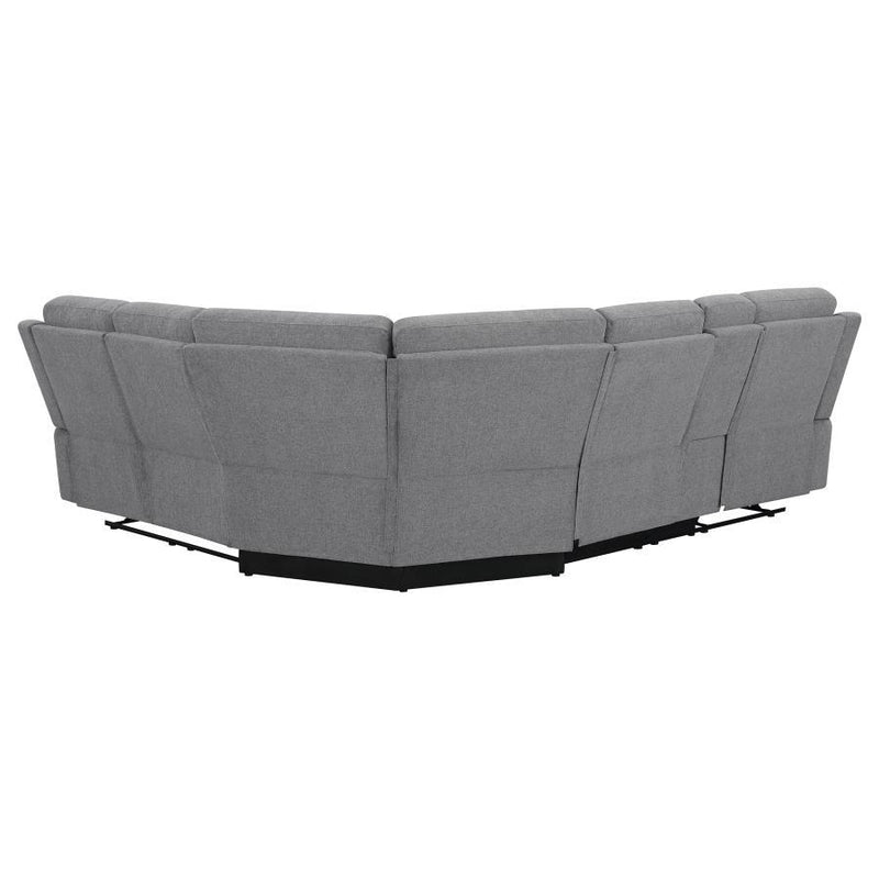 David - 3 Piece Upholstered Motion Sectional With Pillow Arms - Smoke