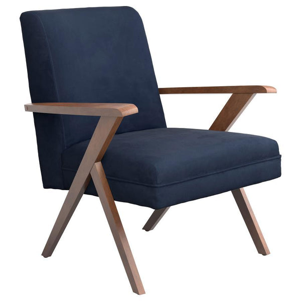 Cheryl - Upholstered Wood Arm Accent Chair - Dark Blue