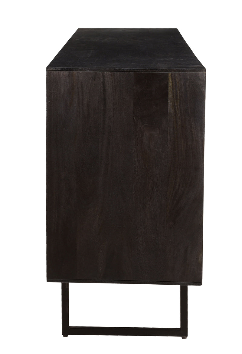 Piper - Four Door Credenza - Sable Black / Cane