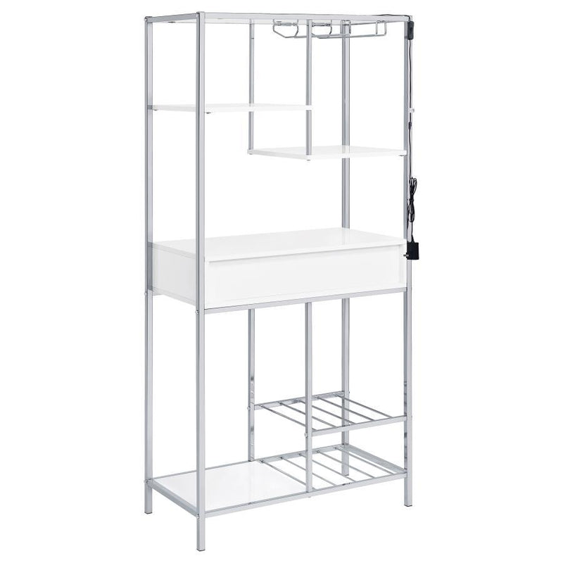 Figueroa - 5-Shelf Wine Storage Bar Cabinet - White High Gloss