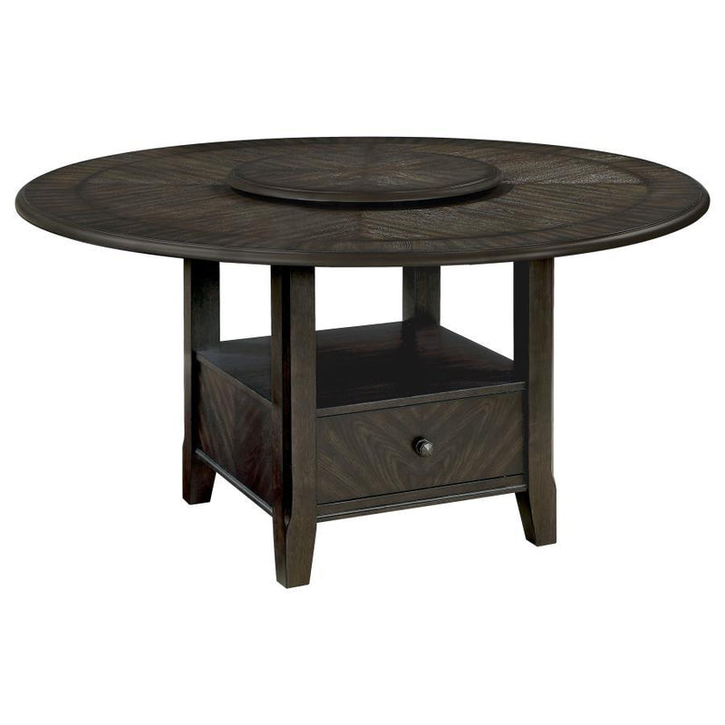 Twyla - Round Dining Table With Removable Lazy Susan - Dark Cocoa