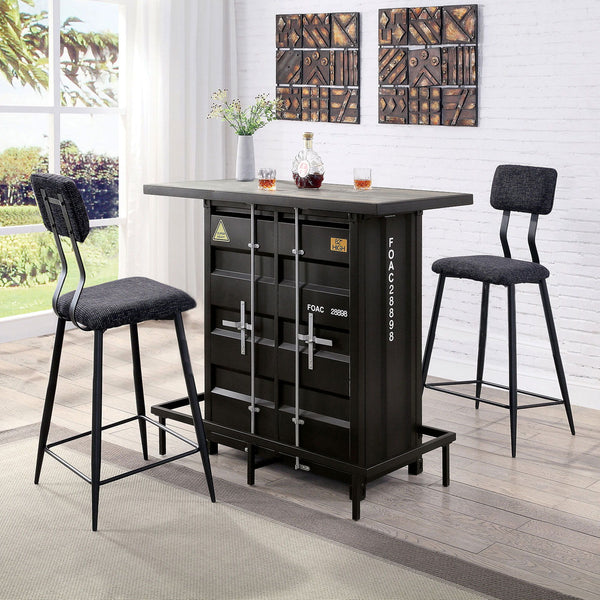 Dicarda - Bar Height Table With LED Light - Black / Distressed Dark Oak