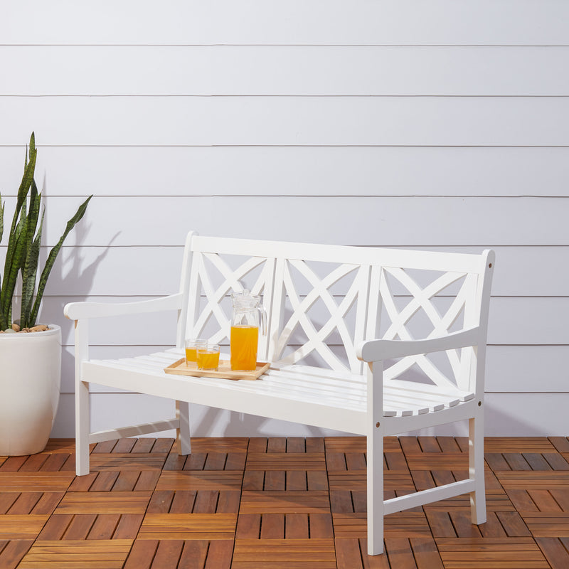 Bradley Outdoor Patio 5-foot Wood Garden Bench in White