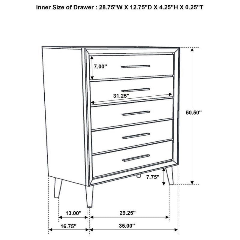 Ramon - 5-Drawer Chest - Metallic Sterling