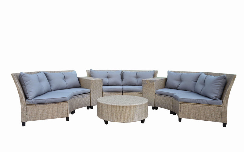 6 - Person Semi - Circle Seating Group With Cushions And Table