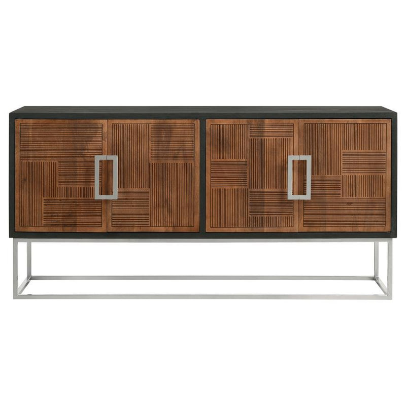 Borman - 4 Door Wood Accent Cabinet - Walnut And Black