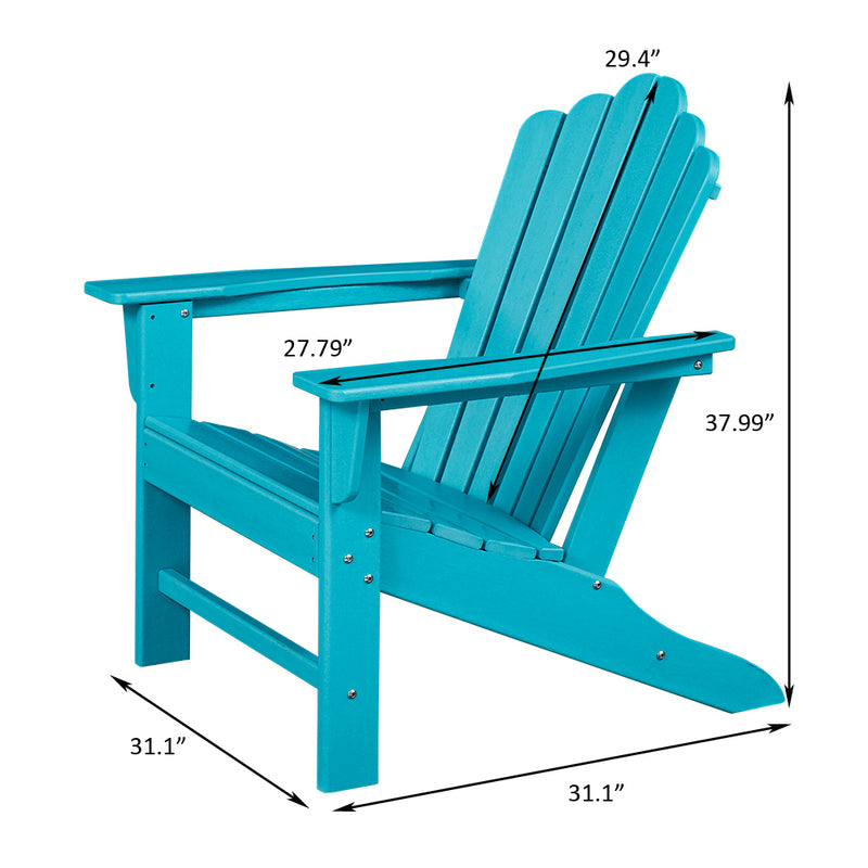 Classic Outdoor Adirondack Chair Set of 2 for Garden Porch Patio Deck Backyard, Weather Resistant Accent Furniture, Blue