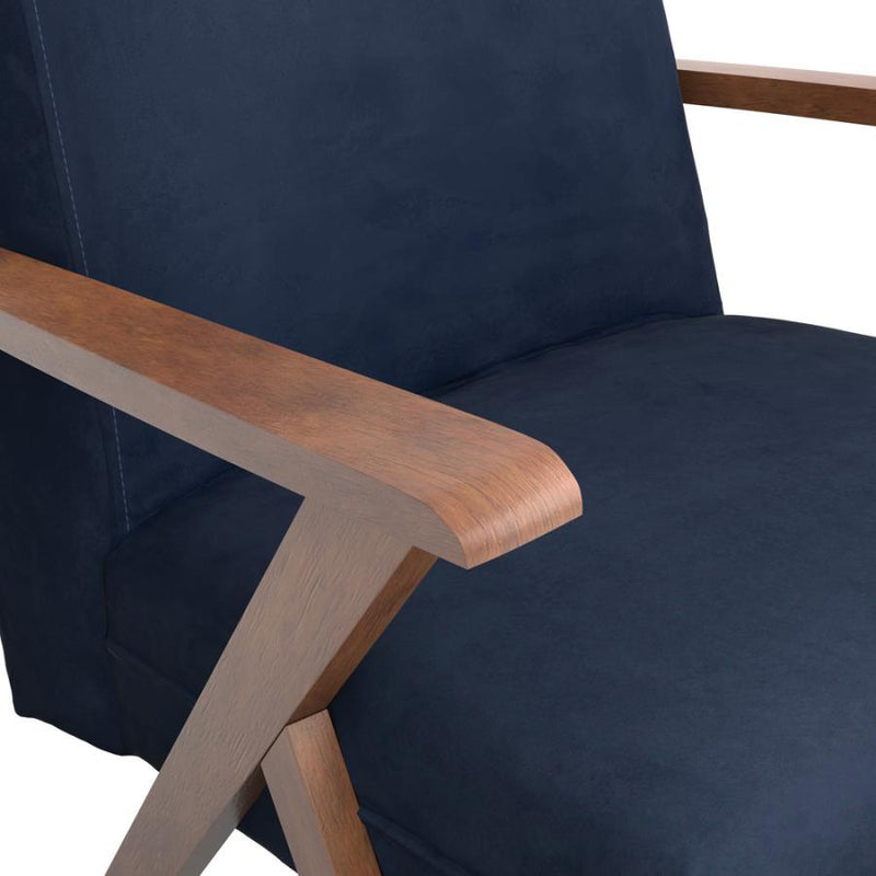 Cheryl - Wooden Arms Accent Chair - Dark Blue And Walnut